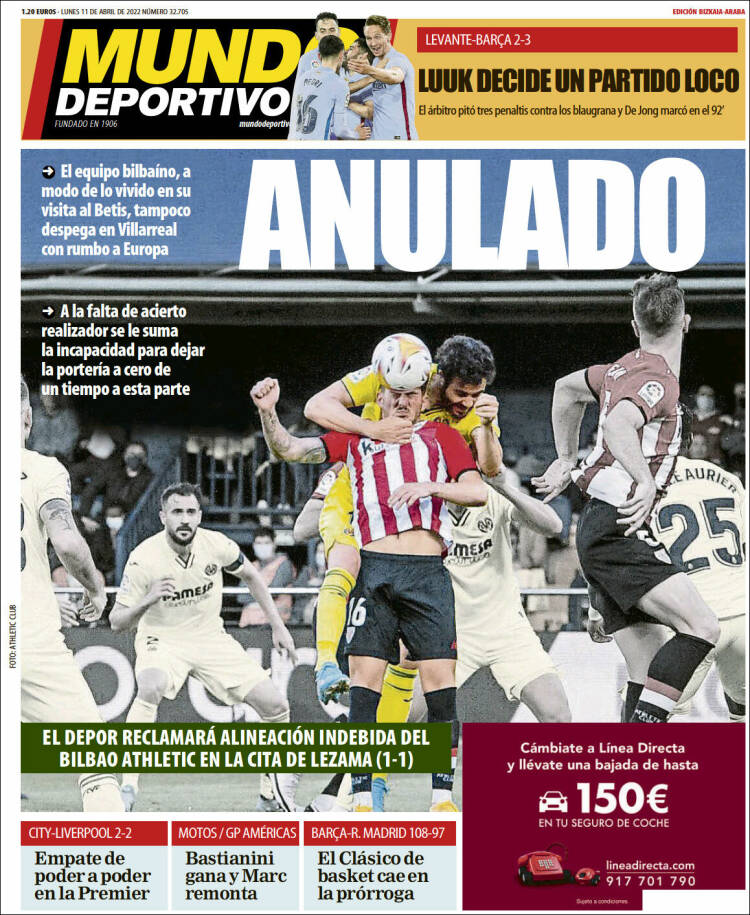 Portada de Mundo Deportivo Bizkaia (Espa&ntilde;a)