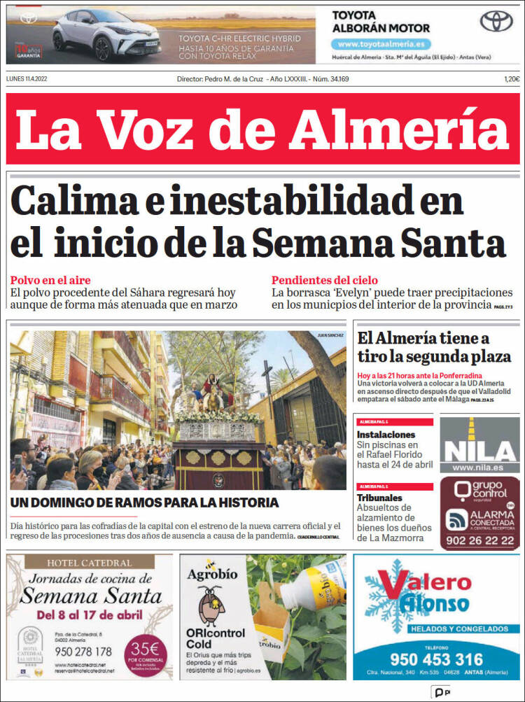 Portada de La Voz de Almería (España)