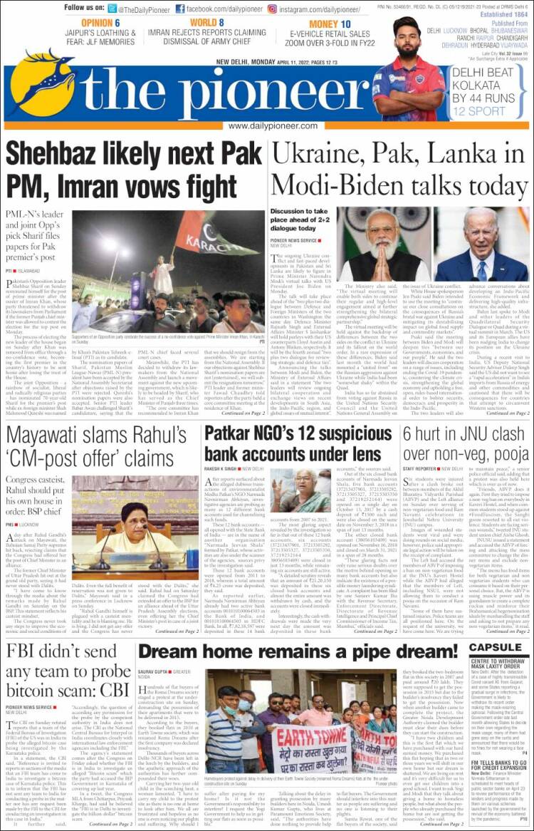Portada de The Pioneer (India)