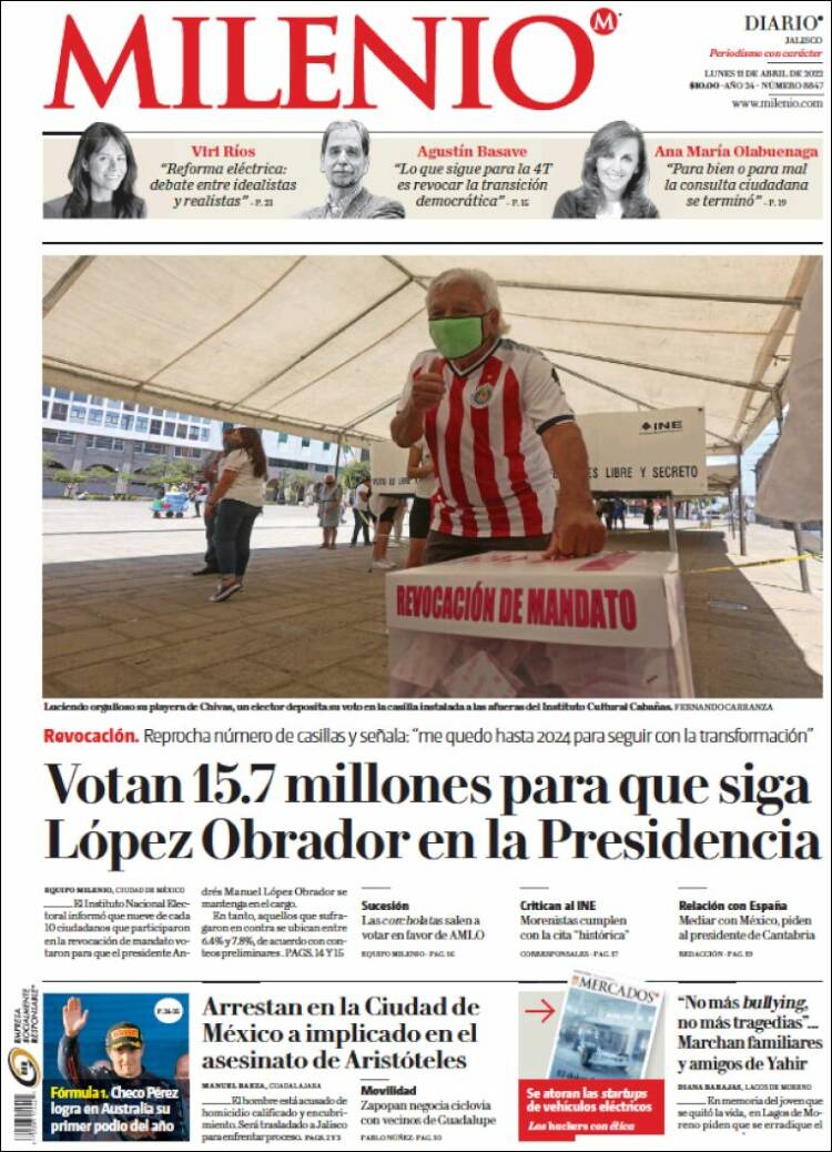 Portada de Milenio - Jalisco (M&eacute;xico)