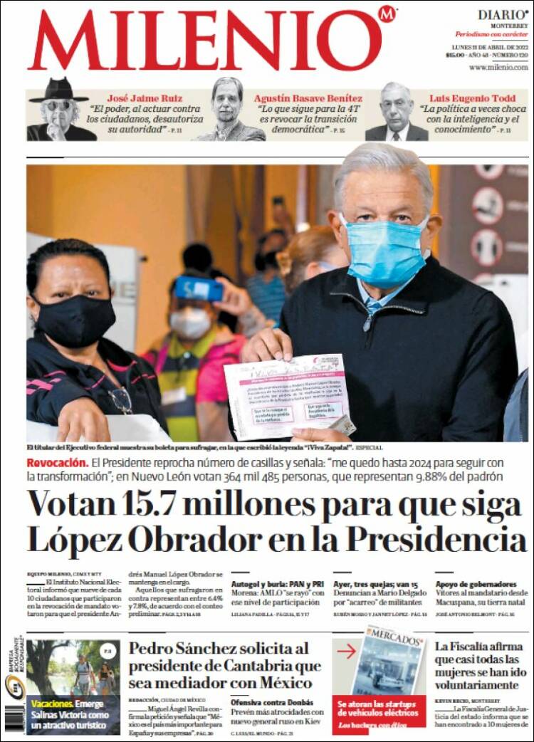 Portada de Milenio de Monterrey (M&eacute;xico)