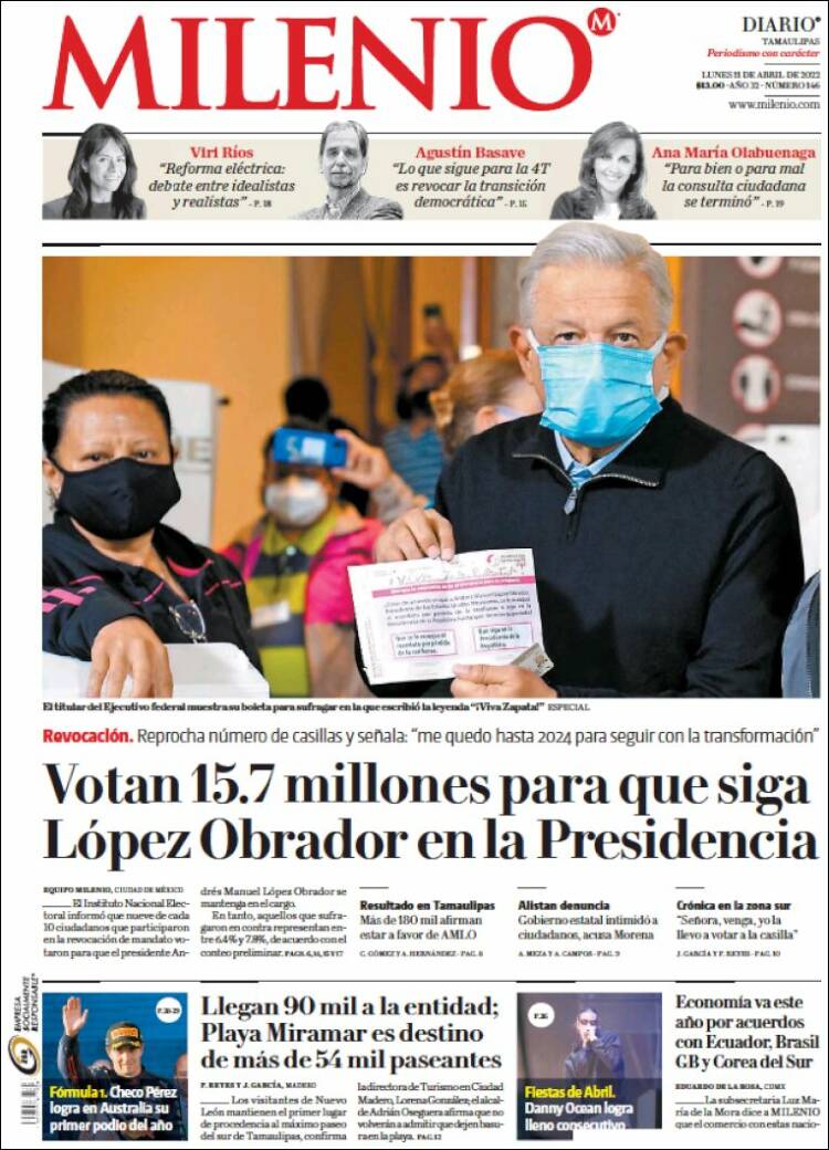Portada de Milenio - Tamaulipas (M&eacute;xico)