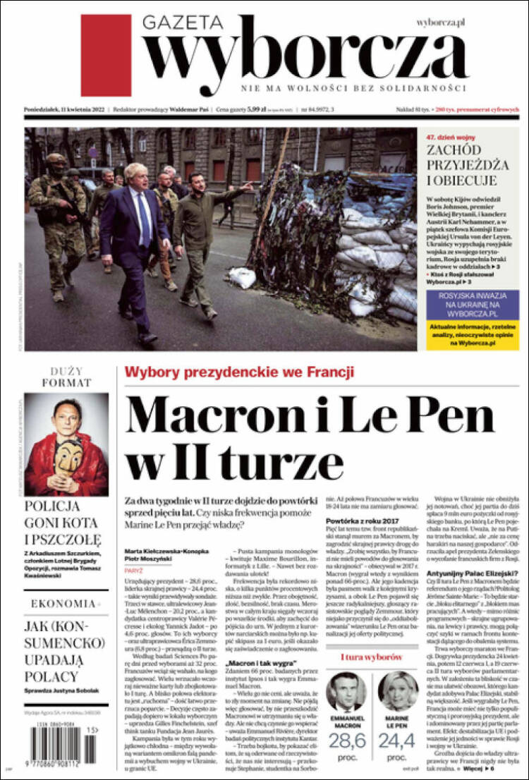 Portada de Gazeta Wyborcza (Polonia)
