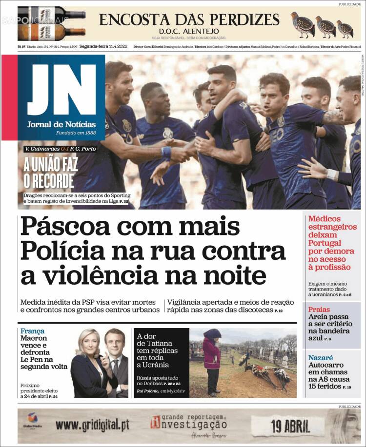 Portada de Jornal de Notícias (Portugal)