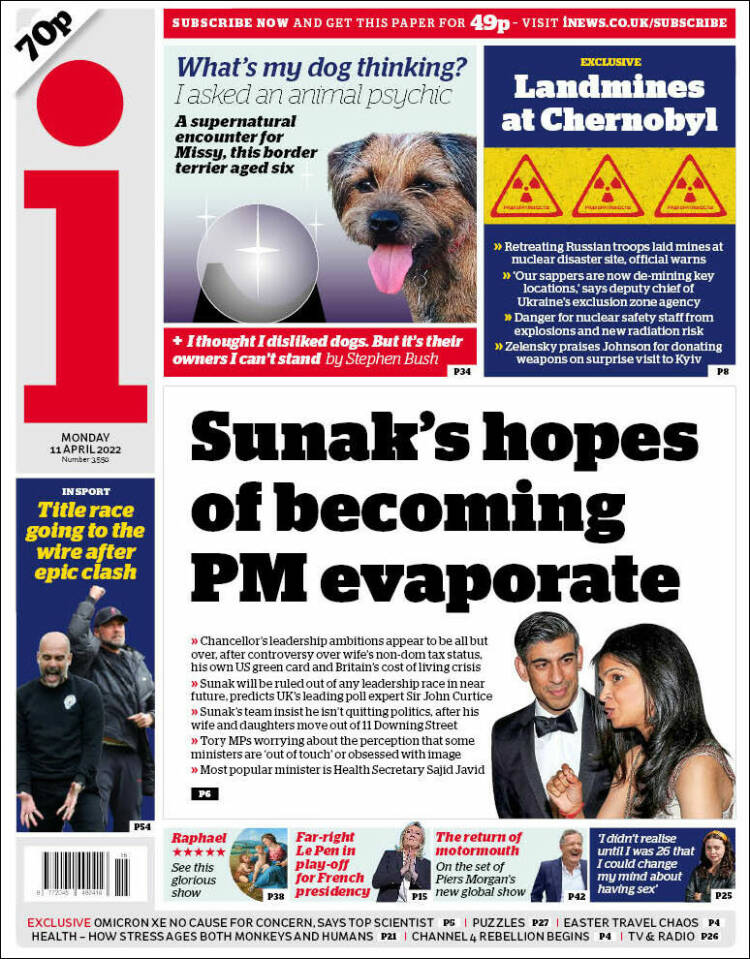 Portada de The i (Reino Unido)