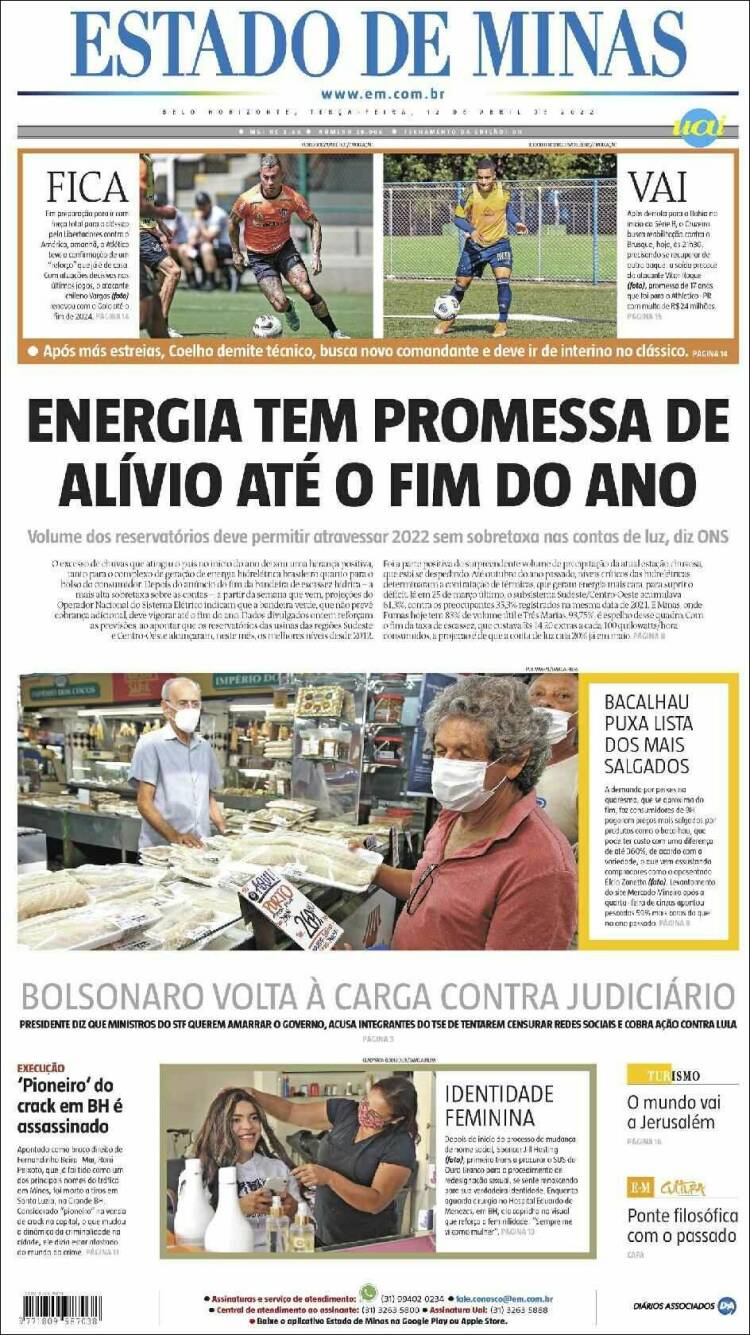 Portada de Jornal Estado de Minas (Brasil)