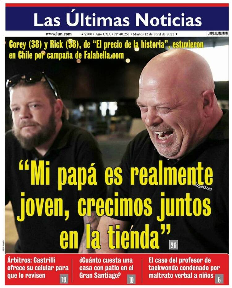 Portada de Las Últimas Noticias (Chile)