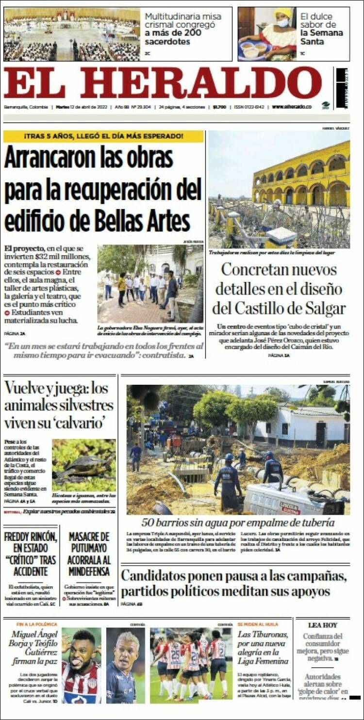 Portada de El Heraldo (Colombia)