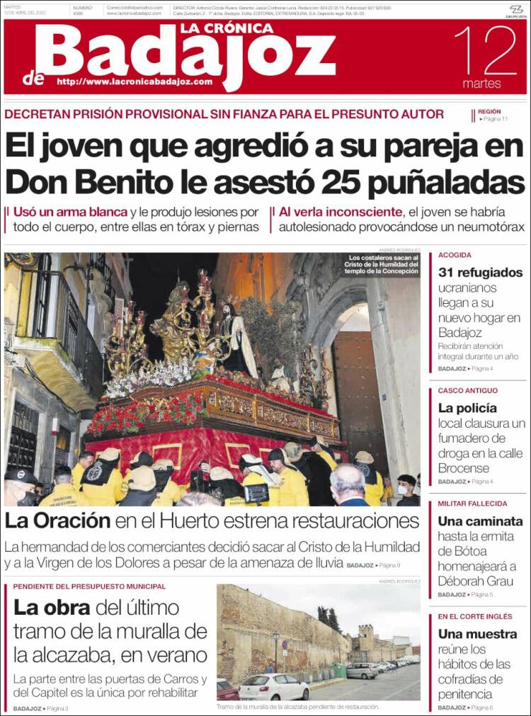 Portada de La Crónica de Badajoz (Spain)