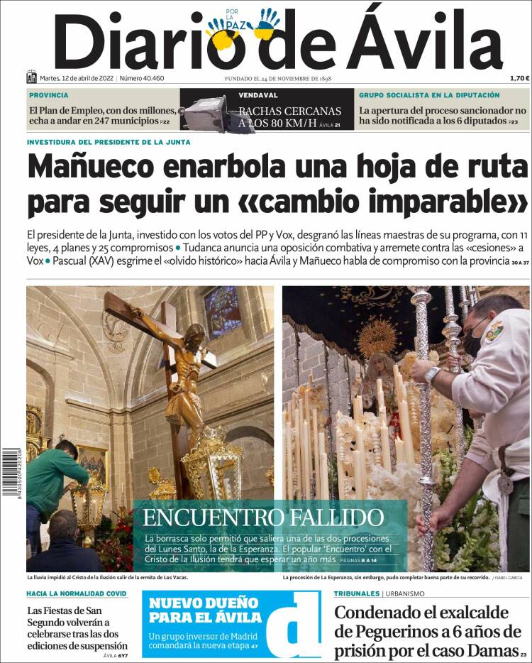 Portada de Diario de Ávila (Spain)