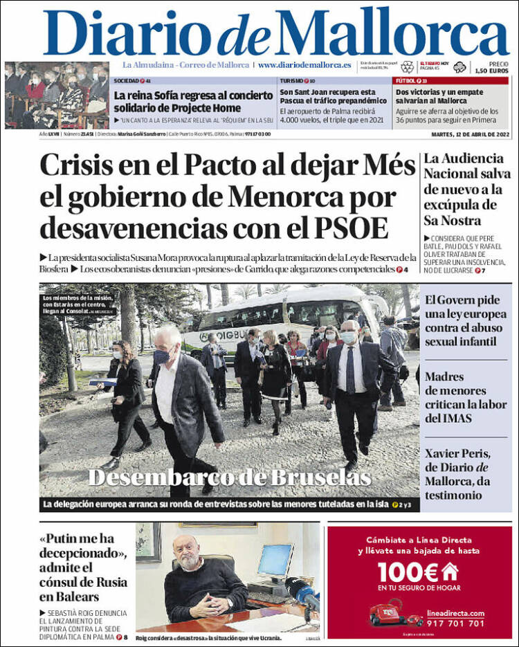 Portada de Diario de Mallorca (España)