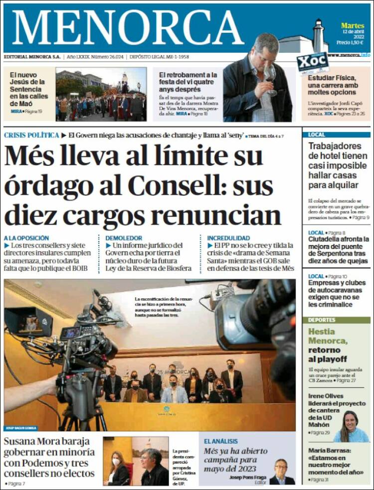 Portada de Menorca - Diario Insular (Spain)