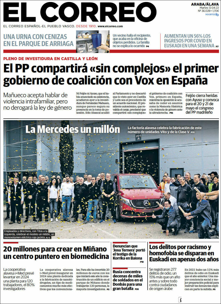 Portada de El Correo - Álava (Spain)