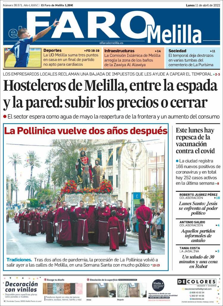 Portada de El Faro de Melilla (Spain)