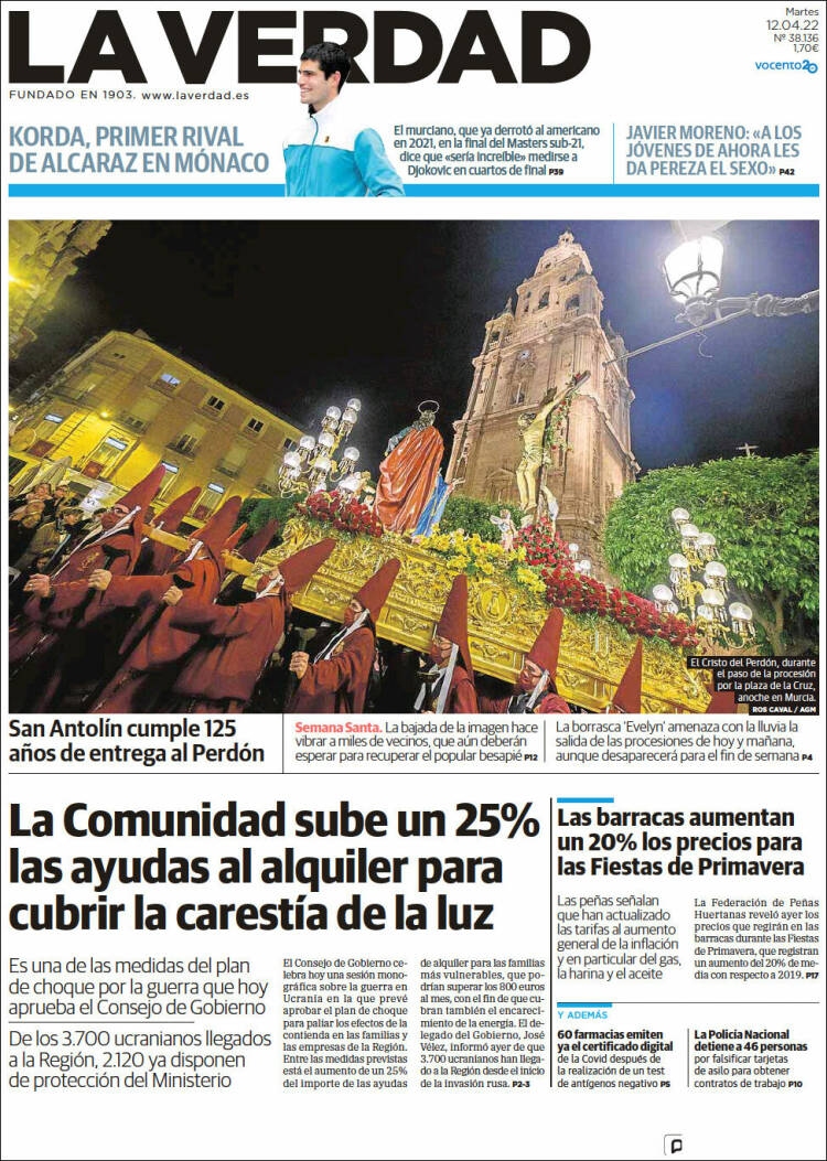 Portada de La Verdad de Murcia (Spain)