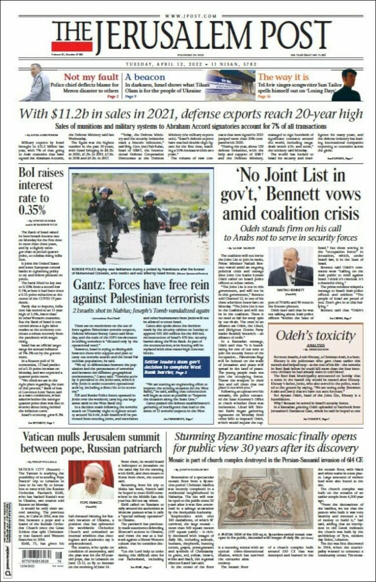 Portada de The Jerusalem Post (Israel)