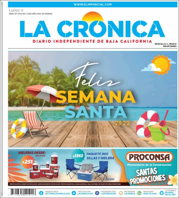 Portada de La Crónica de Baja California (M&eacute;xico)