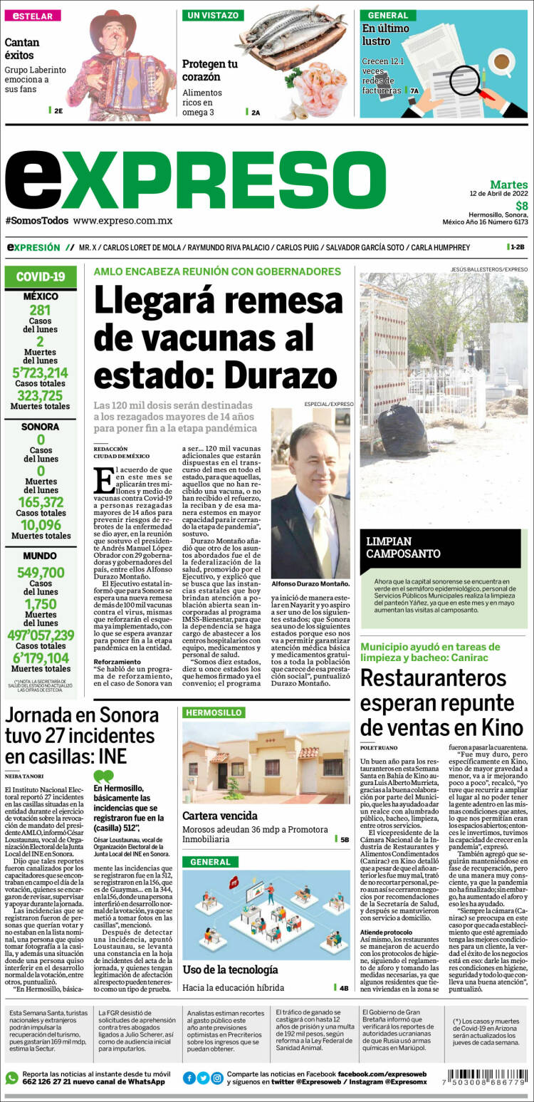 Portada de Expreso (M&eacute;xico)