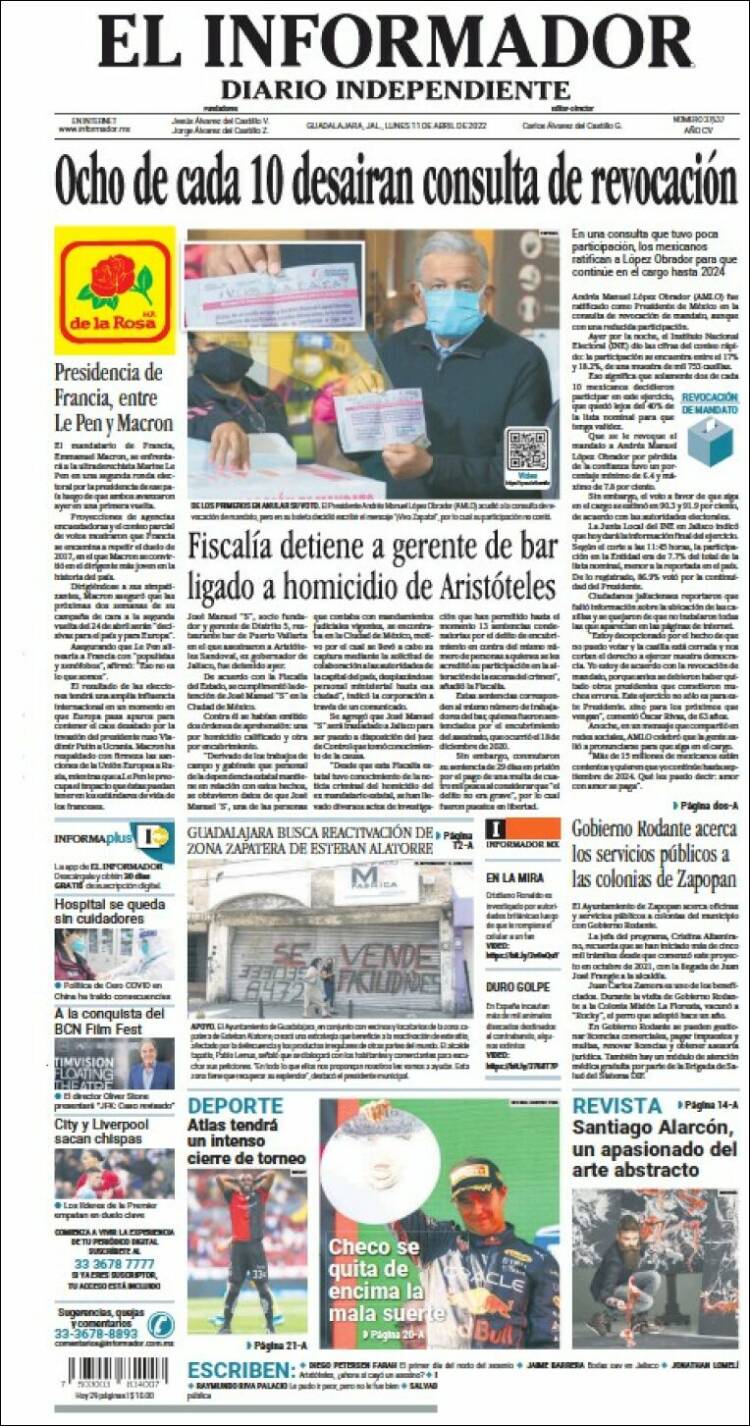 Portada de El Informador (M&eacute;xico)
