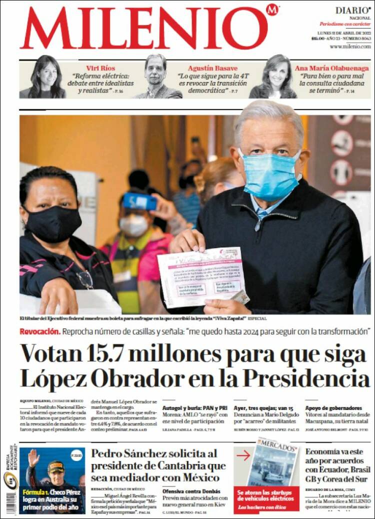 Portada de Milenio (M&eacute;xico)