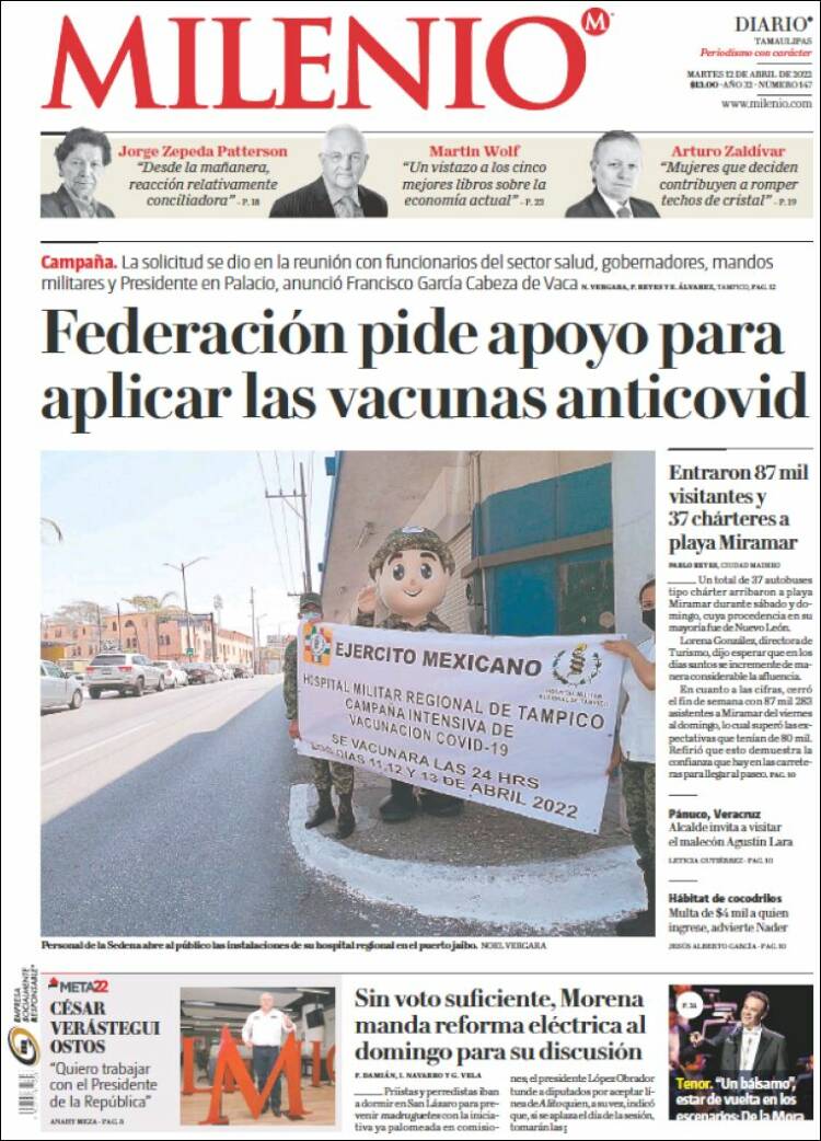 Portada de Milenio - Tamaulipas (M&eacute;xico)