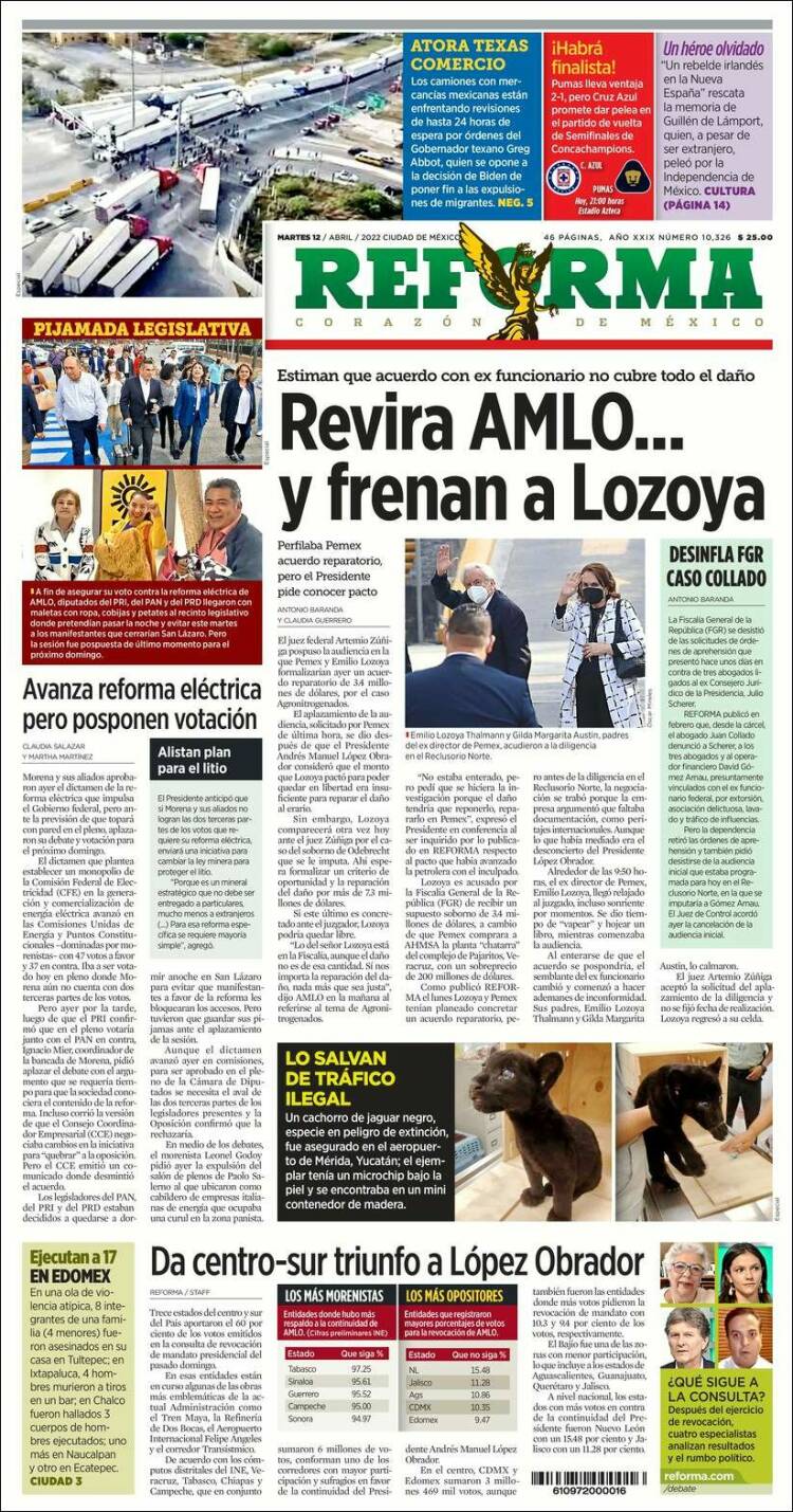 Portada de Reforma (M&eacute;xico)