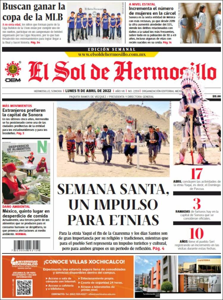 Portada de El Sol de Hermosillo (M&eacute;xico)