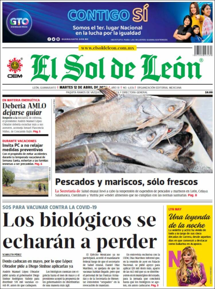 Portada de El Sol de León (M&eacute;xico)