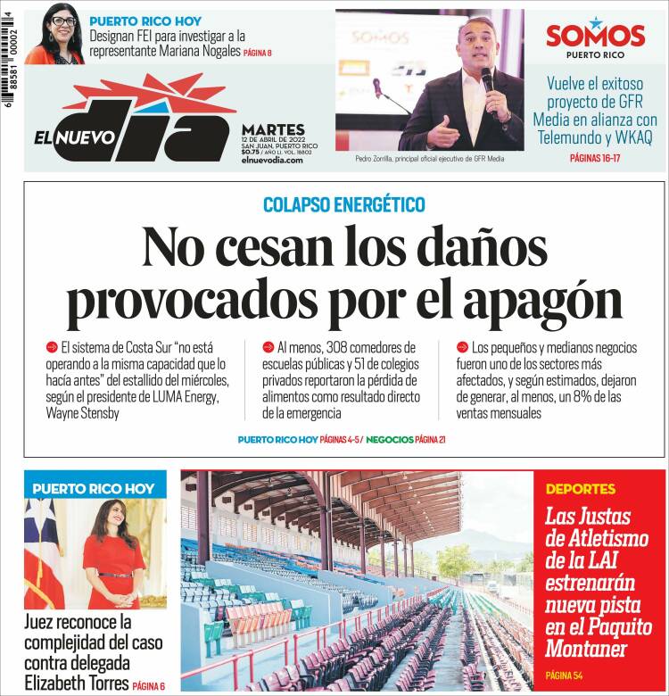 Portada de El Nuevo Día (Puerto Rico)
