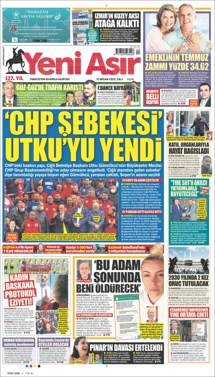 Portada de Yeni Asır (Turqu&iacute;a)