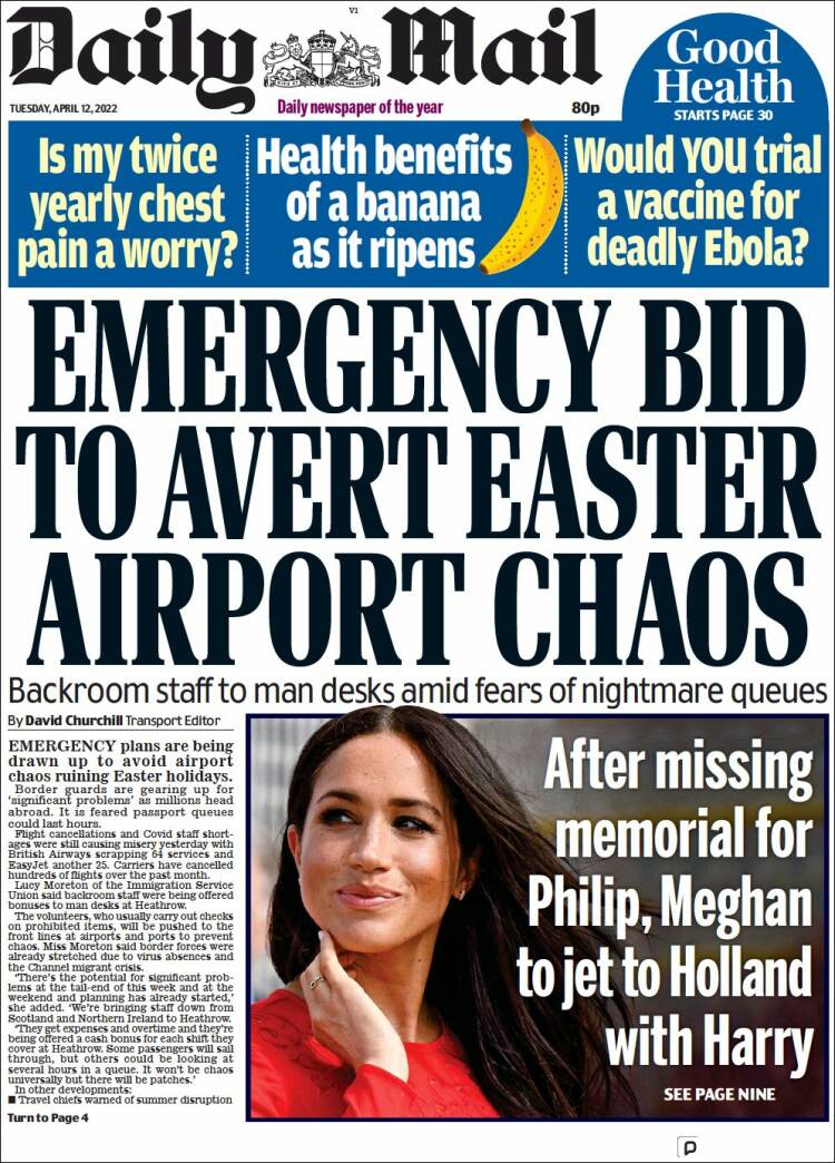 Portada de Daily Mail (Reino Unido)