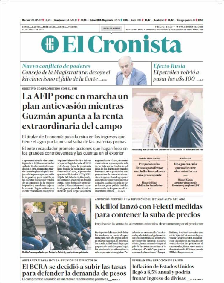 Portada de El Cronista Comercial (Argentina)