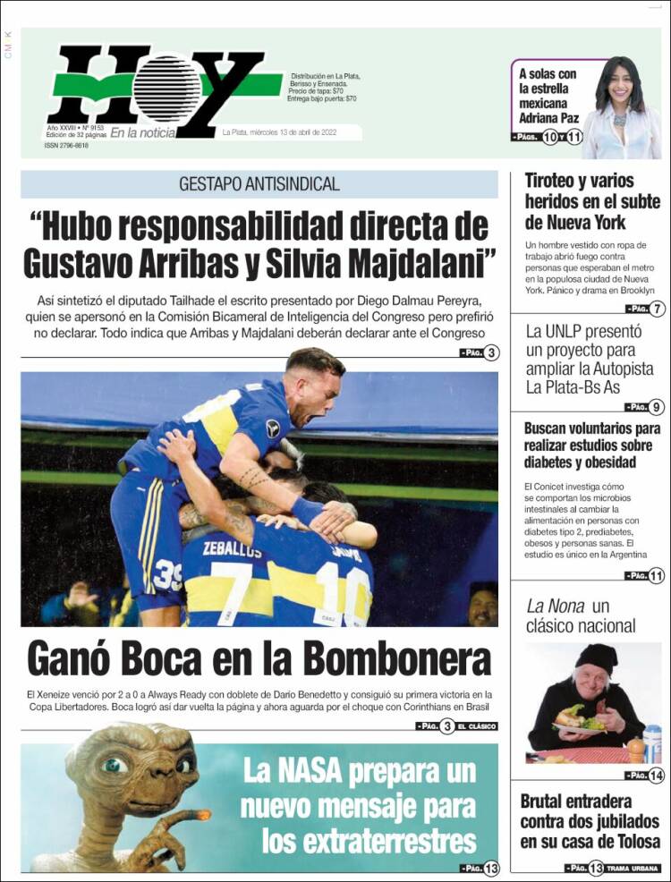 Portada de Diario Hoy (Argentina)