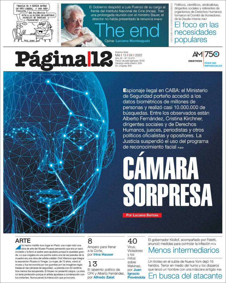 Portada de Página/12 (Argentina)