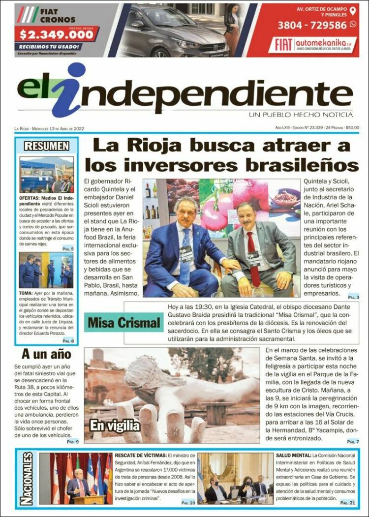 Portada de El Independiente (Argentina)