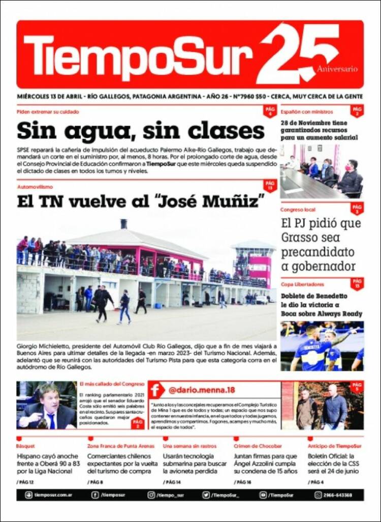 Portada de Tiempo Sur (Argentina)
