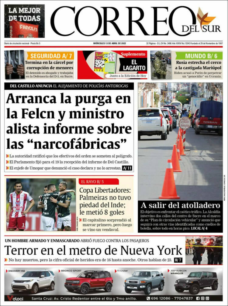 Portada de Correo Sur (Bolivia)