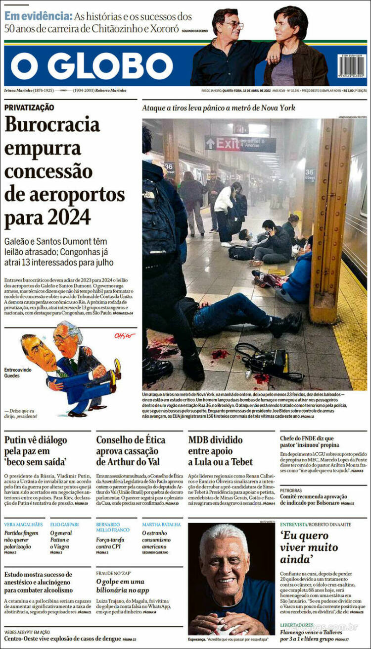 Portada de O Globo (Brasil)