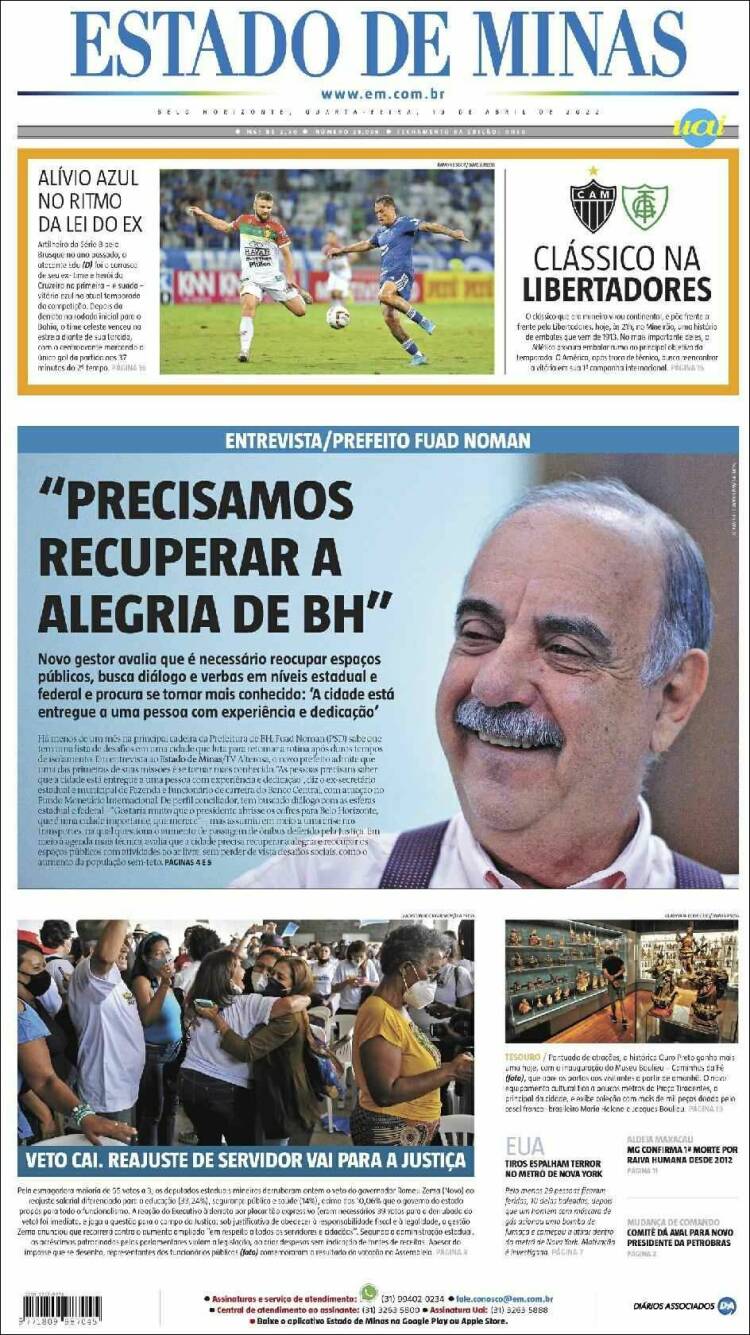 Portada de Jornal Estado de Minas (Brasil)