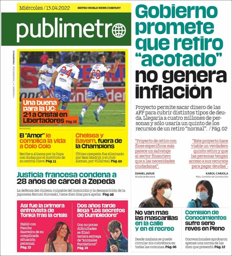 Portada de Publimetro (Chile)