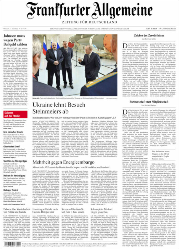 Portada de Frankfurter Allgemeine (Alemania)