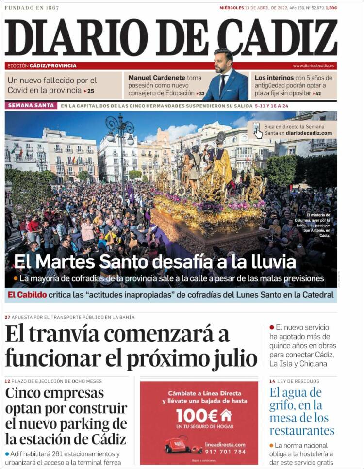 Portada de Diario de Cádiz (España)