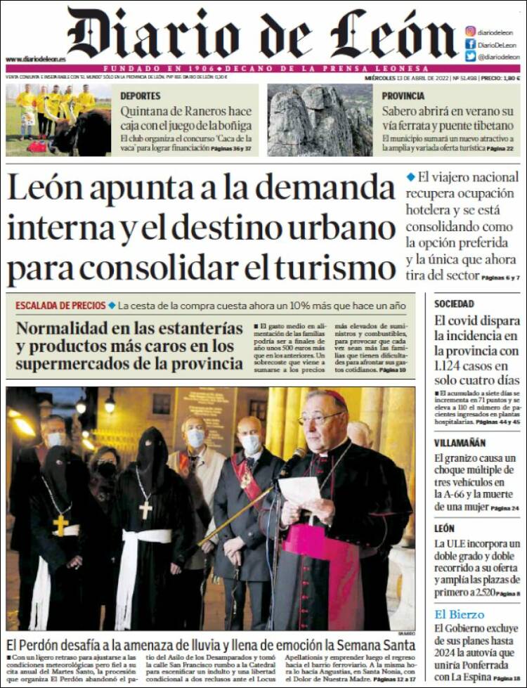 Portada de Diario de León (España)