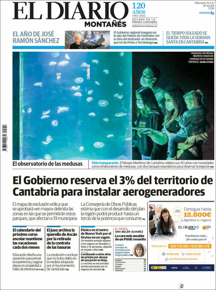 Portada de El Diario Montañés (España)