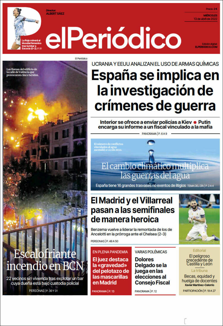 Portada de El Periódico (España)