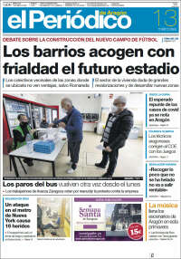 Portada de El Periódico de Aragón (España)