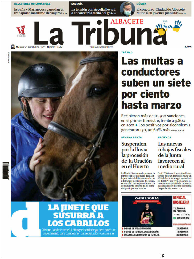 Portada de La Tribuna de Albacete (España)