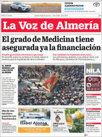 Portada de La Voz de Almería (España)