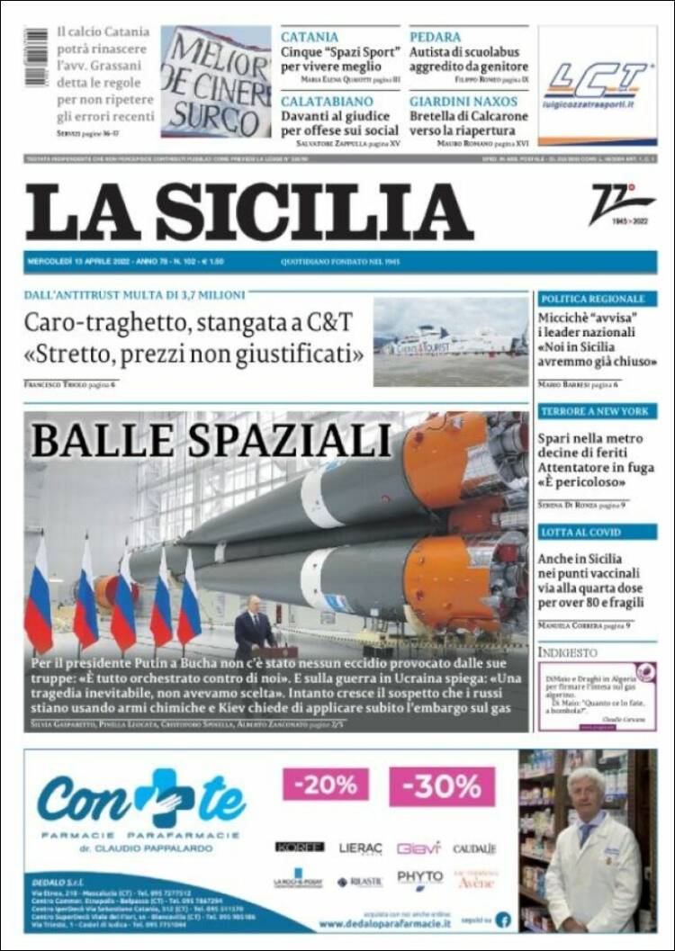Portada de La Sicilia (Italia)