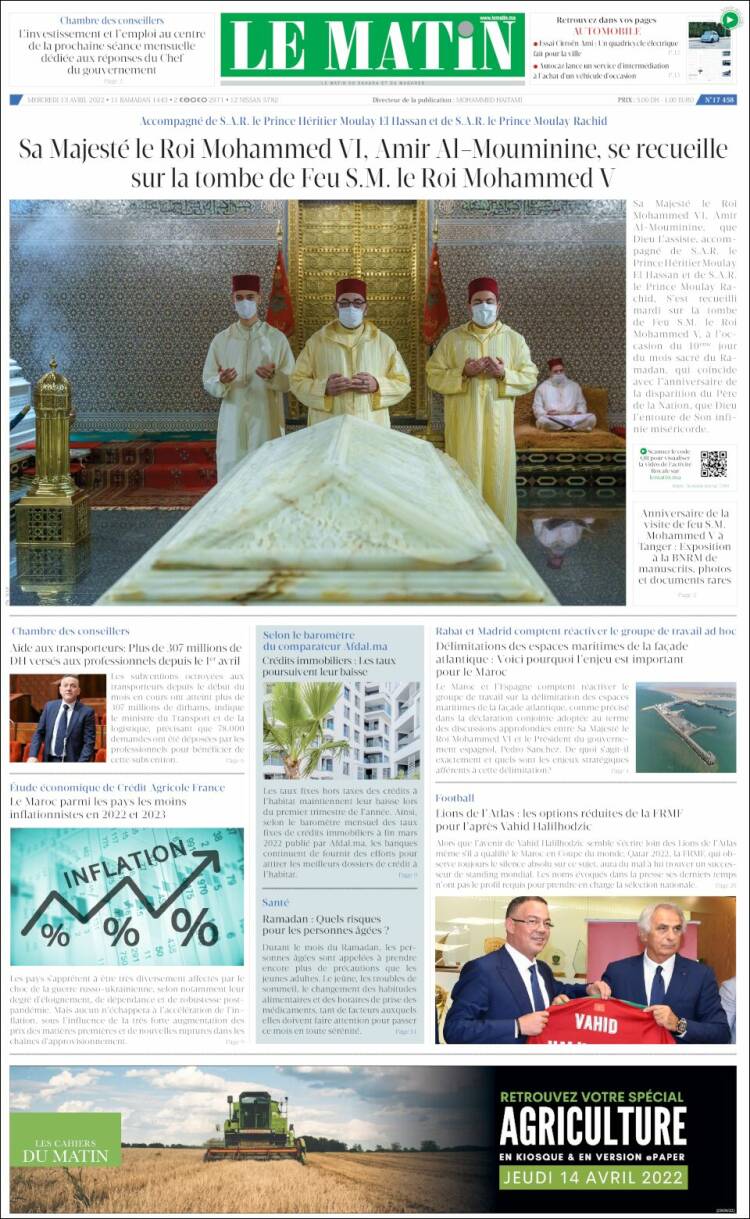 Portada de Le Matin (Marruecos)